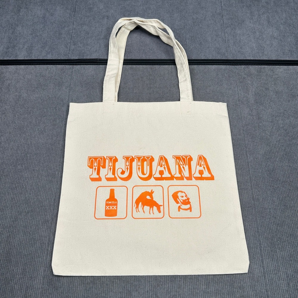 Tijuana Mexico Souvenir Tote Bag Orange Graphic Canvas Shopper Reusable Bag Y2k